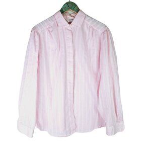 Vintage 1980's Classic Elegance Button-Down Structured Striped Blouse, USA, 20